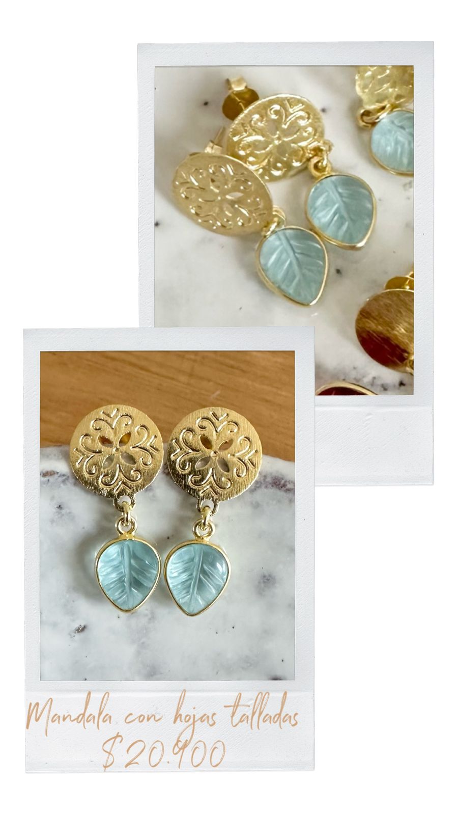 Aros mandala con hojas talladas