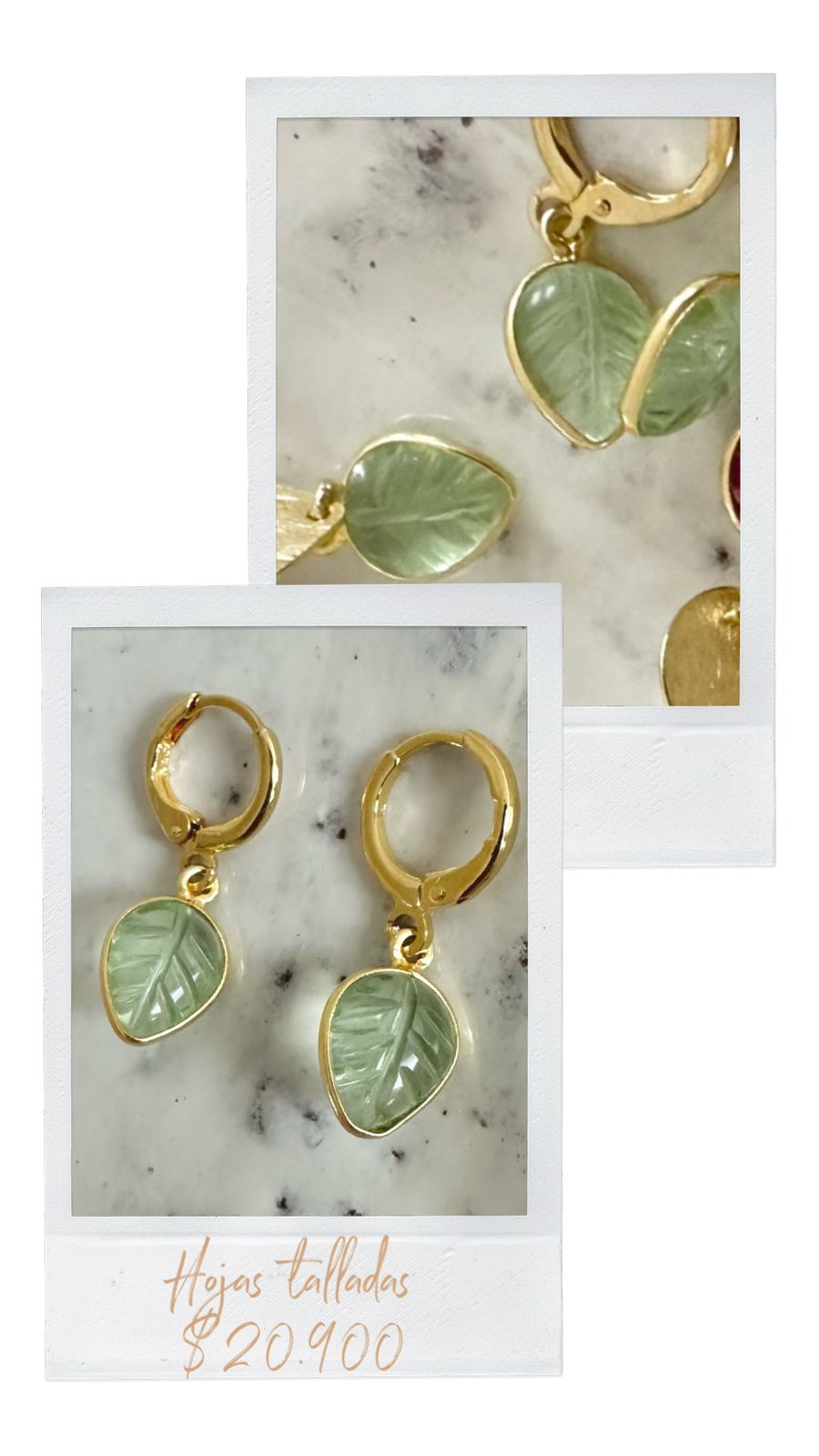 Argollas con hojas talladas