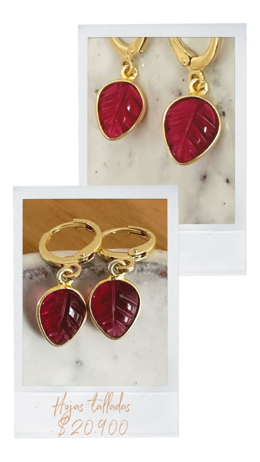 Argollas con hojas talladas
