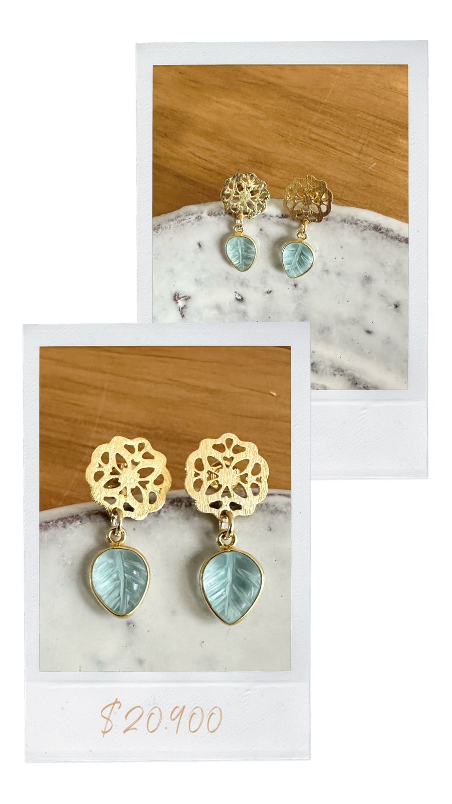 Aros mandala y hojas talladas