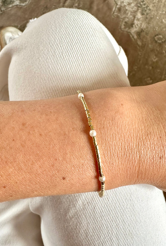 Pulsera mostacillas & perlas