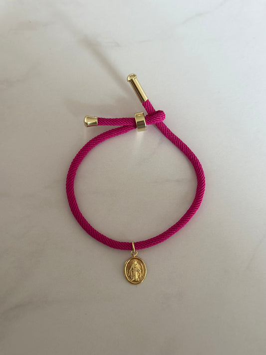 Pulsera cordón & dije bañado en oro