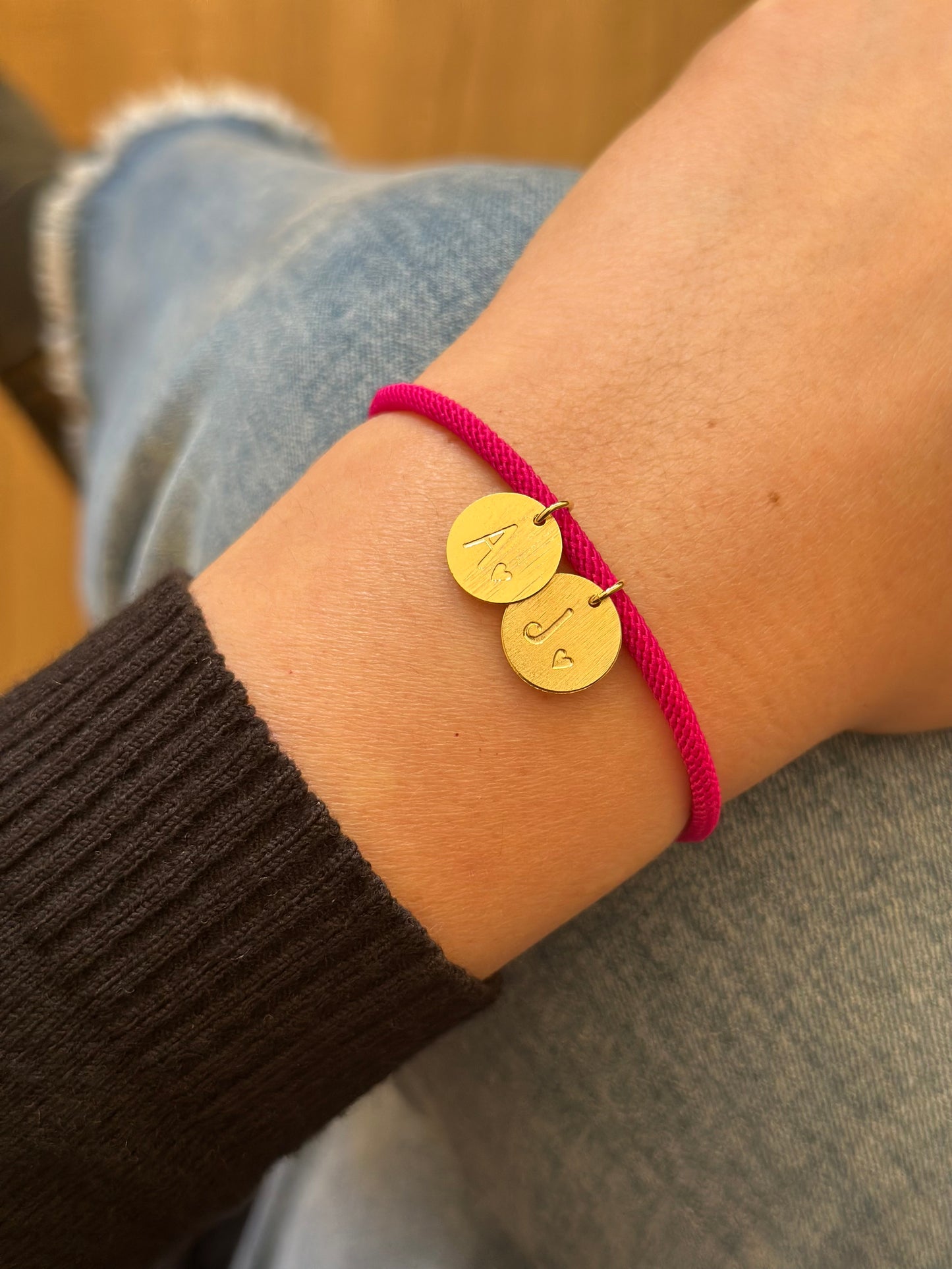 Pulsera cordón & dije bañado en oro