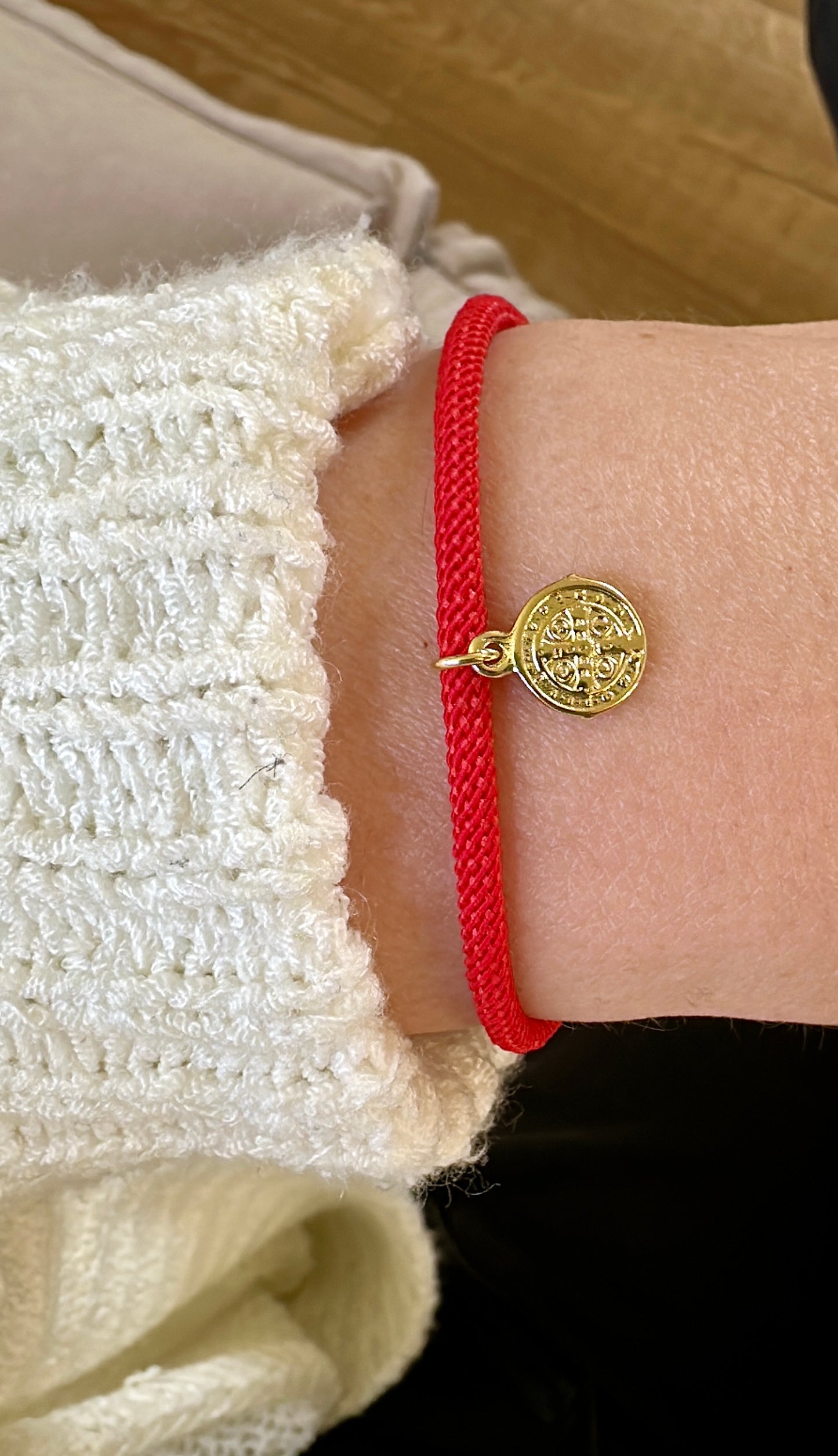 Pulsera cordón & dije bañado en oro