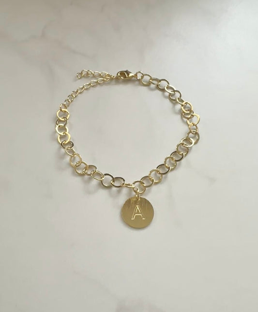 Pulsera eslabones redondos & inicial